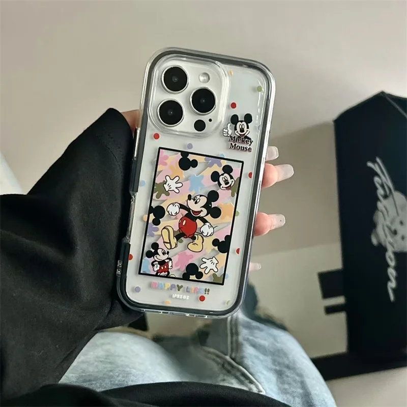 Disney Cute Color Graffiti Palm Mickey Clear Pase Chráni pre iPhone 13 14 15 16 Pro Max Funny Cartoon Mickey Mouse Cover