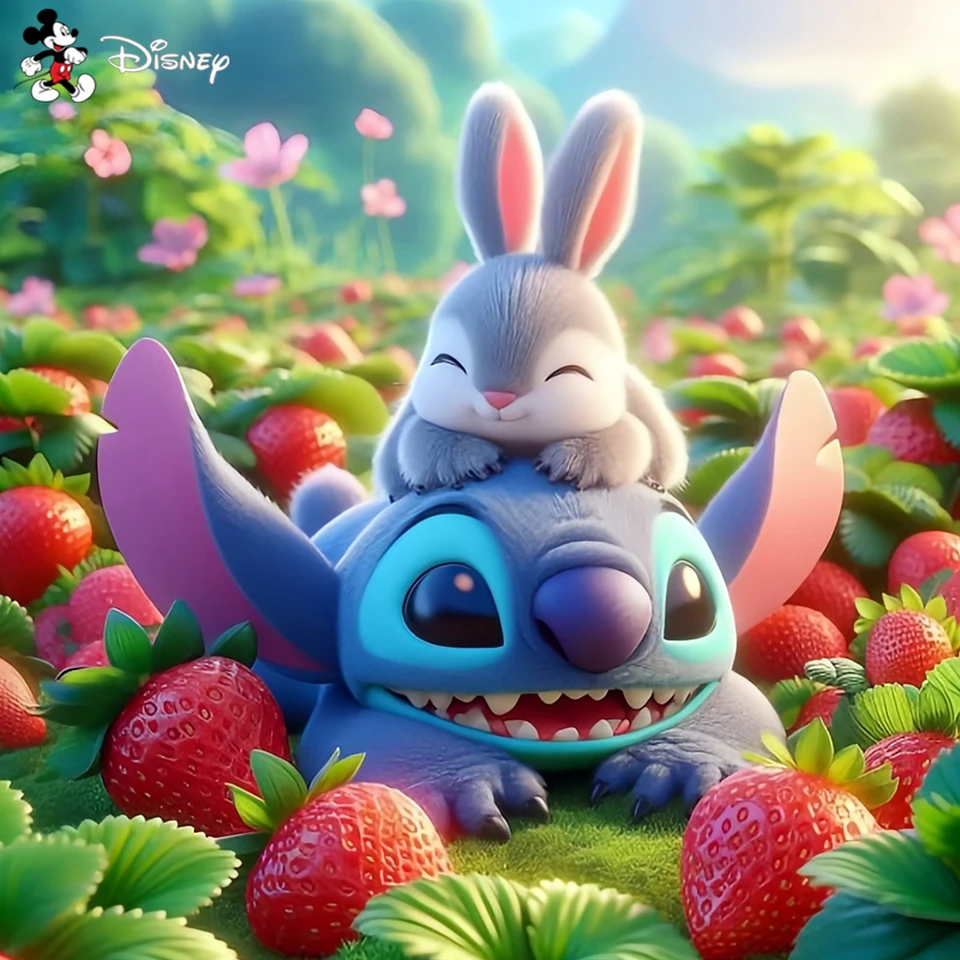 Disney Diamond Mosaic Lilo Stitch Cartoon Full Square Round Diamond Painting Rabbit DIY Hobby Hobby