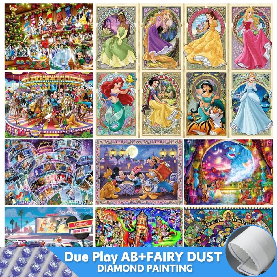 Disney Diamond Painting Fairy Dust AB Princess Mouse 5D Art Cartoon Cross Stitch Analystová celá vŕtačka Mozaika Domovod Darček Darček