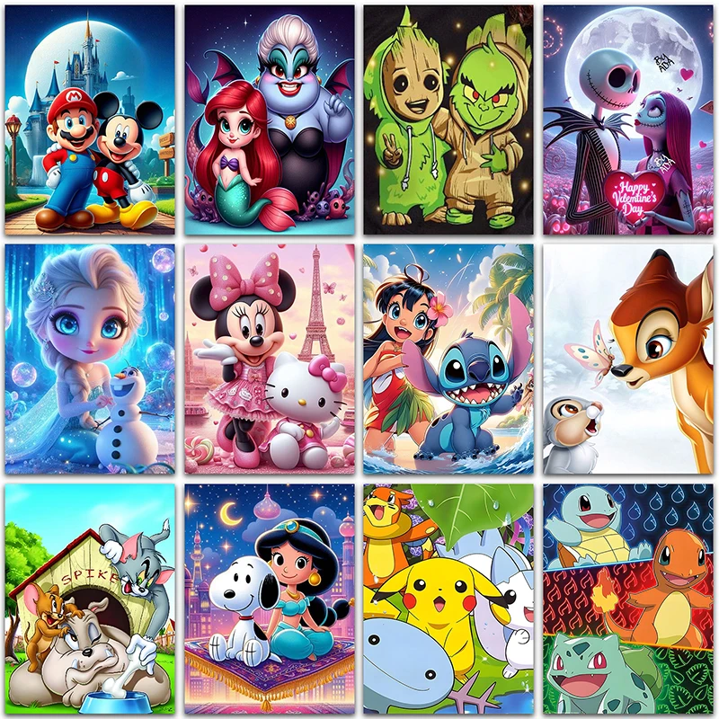 Disney Diamond Painting Kits Pokemon Super Mario Mickey Mouse Sanrio Domovod dekora