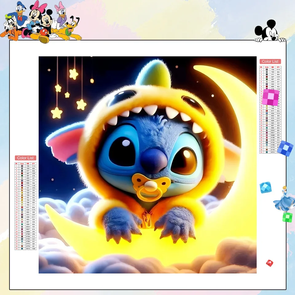 Disney Diamond Painting Stitch 5D DIY Výšivky kamienok Obrázok Plná štvorcová karikatúra Mosaika plne okrúhly dekor pre domov