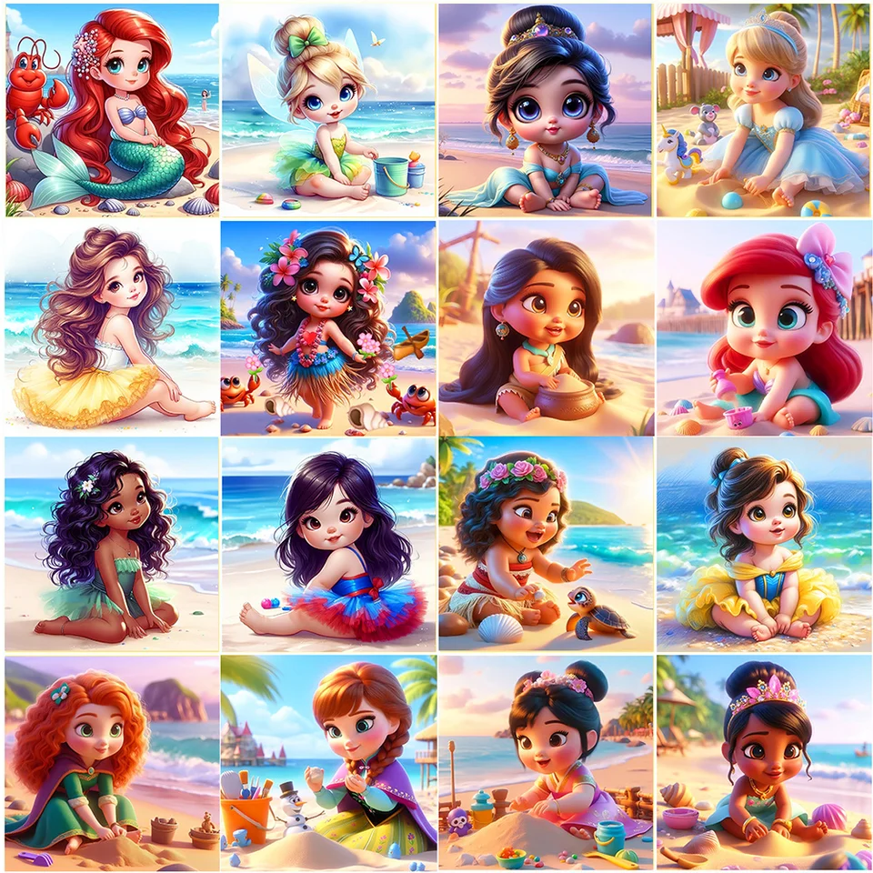 Disney Diamond Painting Tinker Bell Elf Ariel Popoluška výšivok krížový steh mozaiky princezná Full Square Handmade Darček