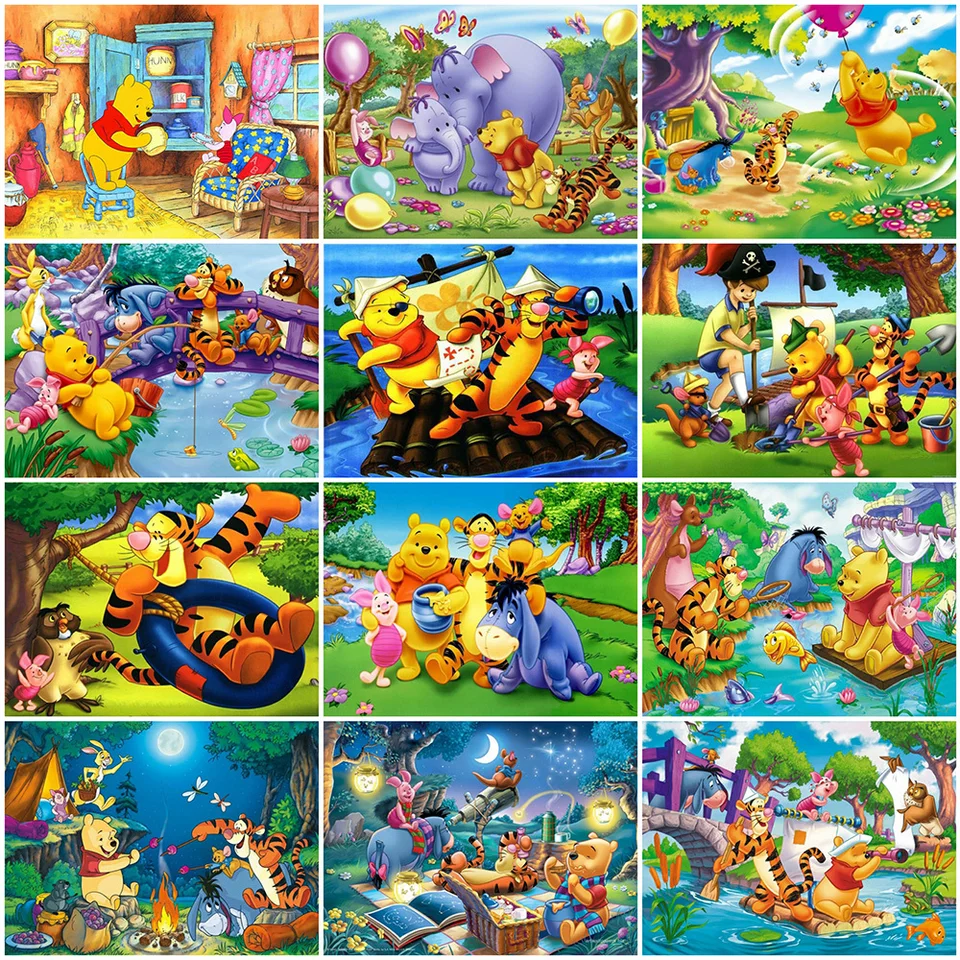 Disney Diamond Painting Winnie the Pooh Mosaic Cartoon Cross Stitch vyšíva na odbavenie korálkového detského ručne vyrobeného darček