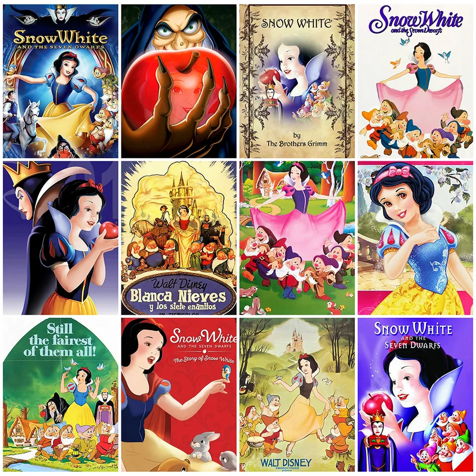 Disney Diamond výšivka Snehulienka biela zlá kráľovná kríž matica Mosaika Full Square Sedem trpaslíkov maľuje ručne vyrobený darček