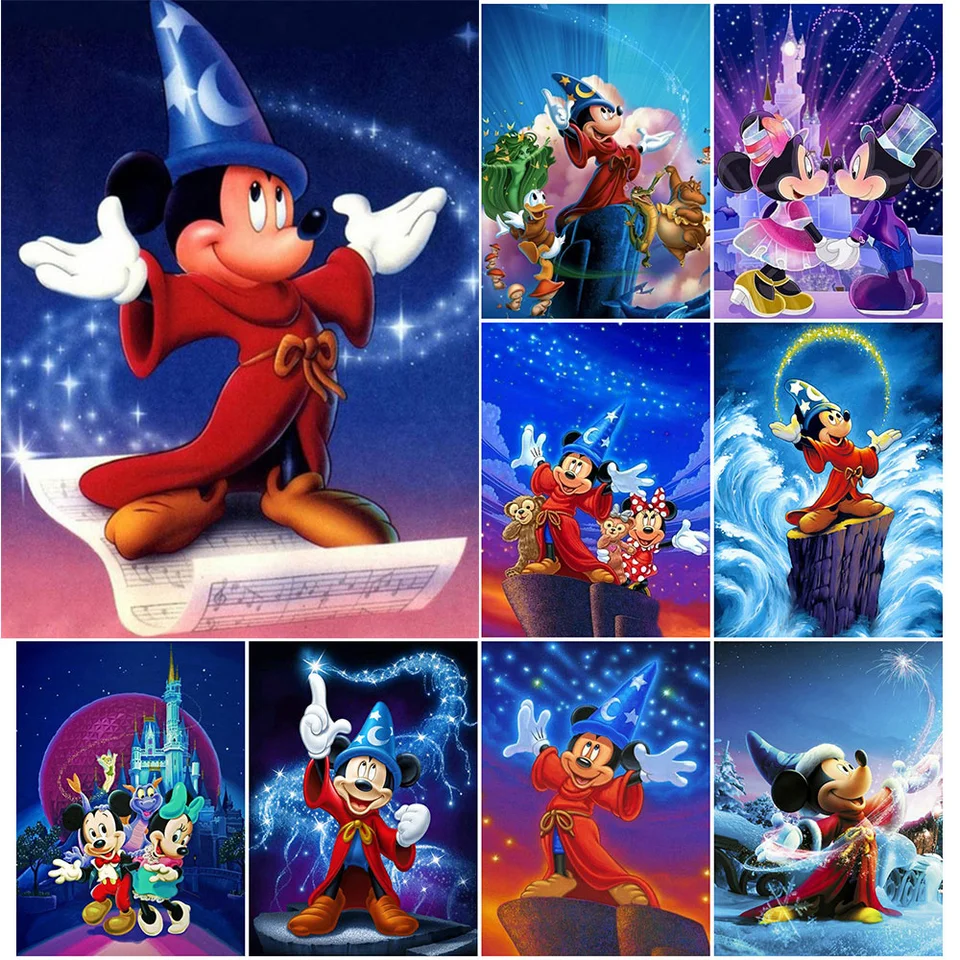 Disney DIY Diamond Painting Mickey Mouse 5D Diamond Mosaic Mosaic Cartoon Fantasia Domáca dekorácia Detský ručný darček