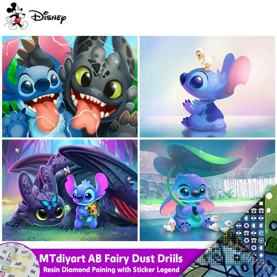 Disney Dragon Lilo Stitch Fairy Dust AB Diamond Painting s nálepkou legendou karikatúra Plné cvičenia ručne maľované darček