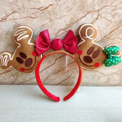 Disney Ear Headband Mickey a Minnie Mermaid Frrozen Aisha Gingerbread Party kostým Cosplay plyš Plush Dospelý/detský čelenka darček