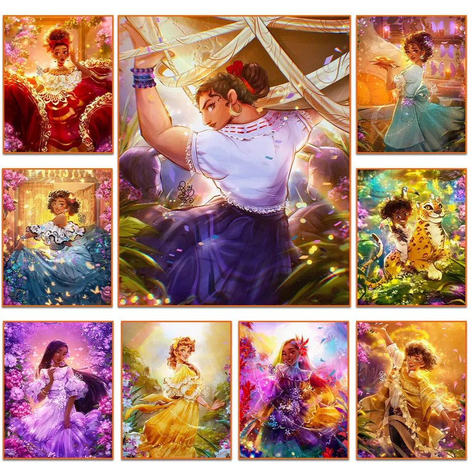 Disney Encanto Picture Wall Artwork Magic House Canvas Paint Plagát pre obývaciu izbu Domáce dekorácie Cuadros No Rám