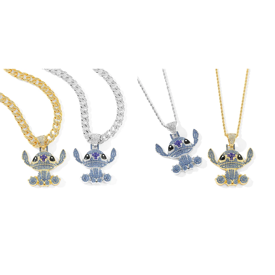 Disney Fashion Shine Lilo a steh náhrdelník Vynikajúci roztomilý retiazka stehov pre priateľov Hip hop šperky darčeky