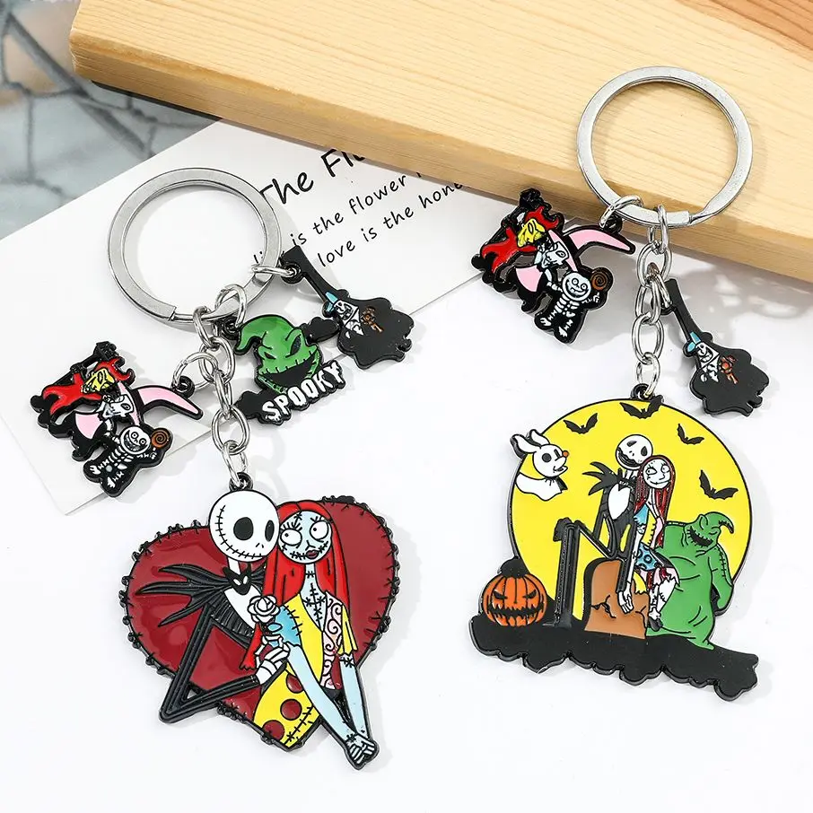 Disney Film The Nightmare pred Vianocami Sally Jack Skallington Keyrings prívesok Kľúčový reťazec pre Halloween Darčeky doplnky