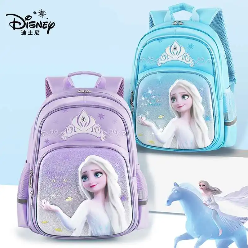 Disney Frozen Girls School Bags Elsa Anna Grade 1-3 Primárne študentské rameno ortopedický batoh veľké kapacity ľahké Mochilas