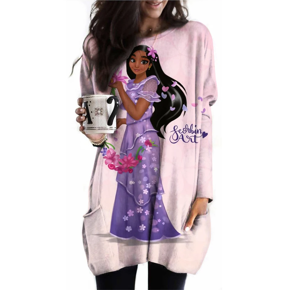 Disney Frozen Pattern Dámske 3D tričko s dlhým rukávom Disney Princess Princezná Dámska ulica Festival Festival Tričko Veľká veľkosť