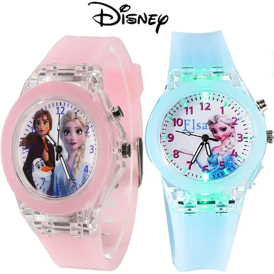 Disney Frozen Princess Pattern Kids hodinky LED FLASH DETI DETÁCKY HOLY Módne kremenné náramky vianočné darčeky pre deti