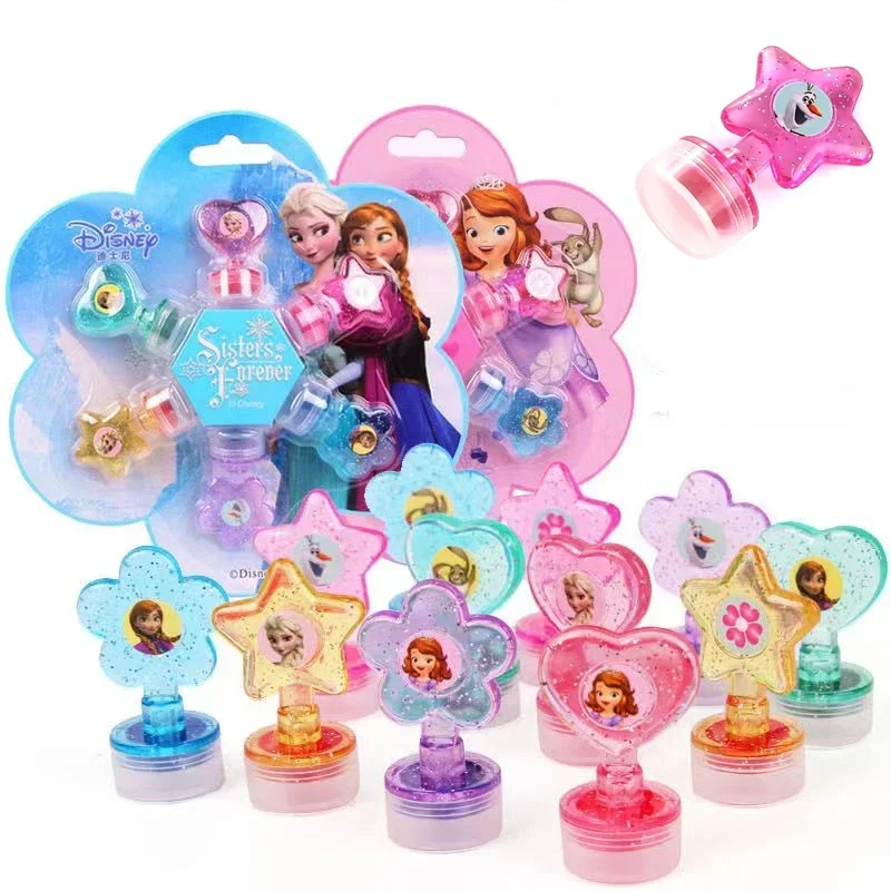 Disney Frozen Seal Set Anna a Elsa Princess Cartoon Stamp Set Kreslenie Nástroj Detská hračka Povzbudzujte pečať