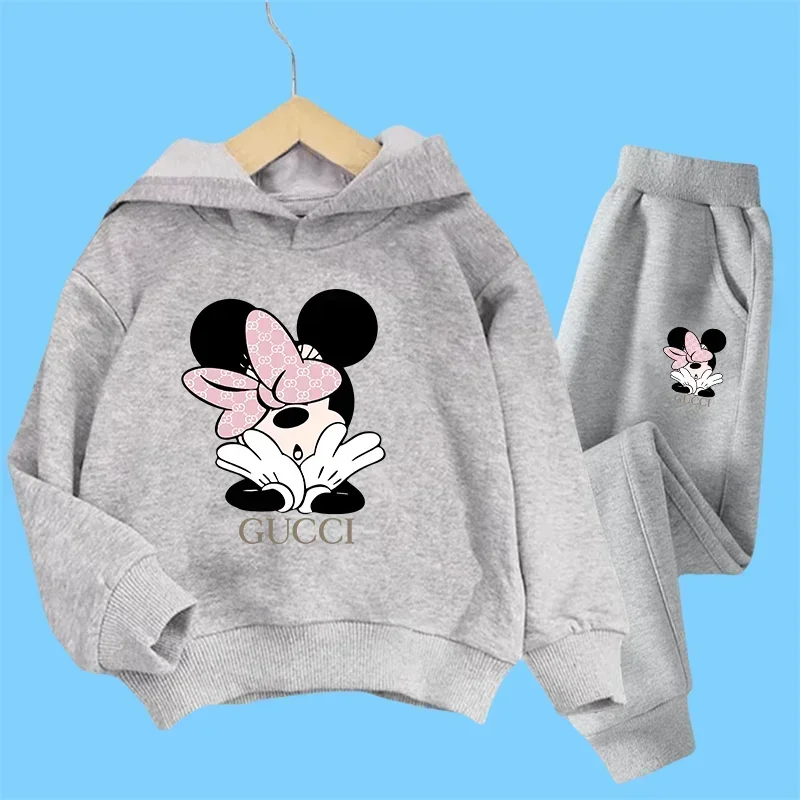 Disney Girls oblečenie Minnie Kids outfit Set Donald Duck Minnie Hoodies Sets Boys Tops Pants Suits 3-14 Y Športové obleky mikiny