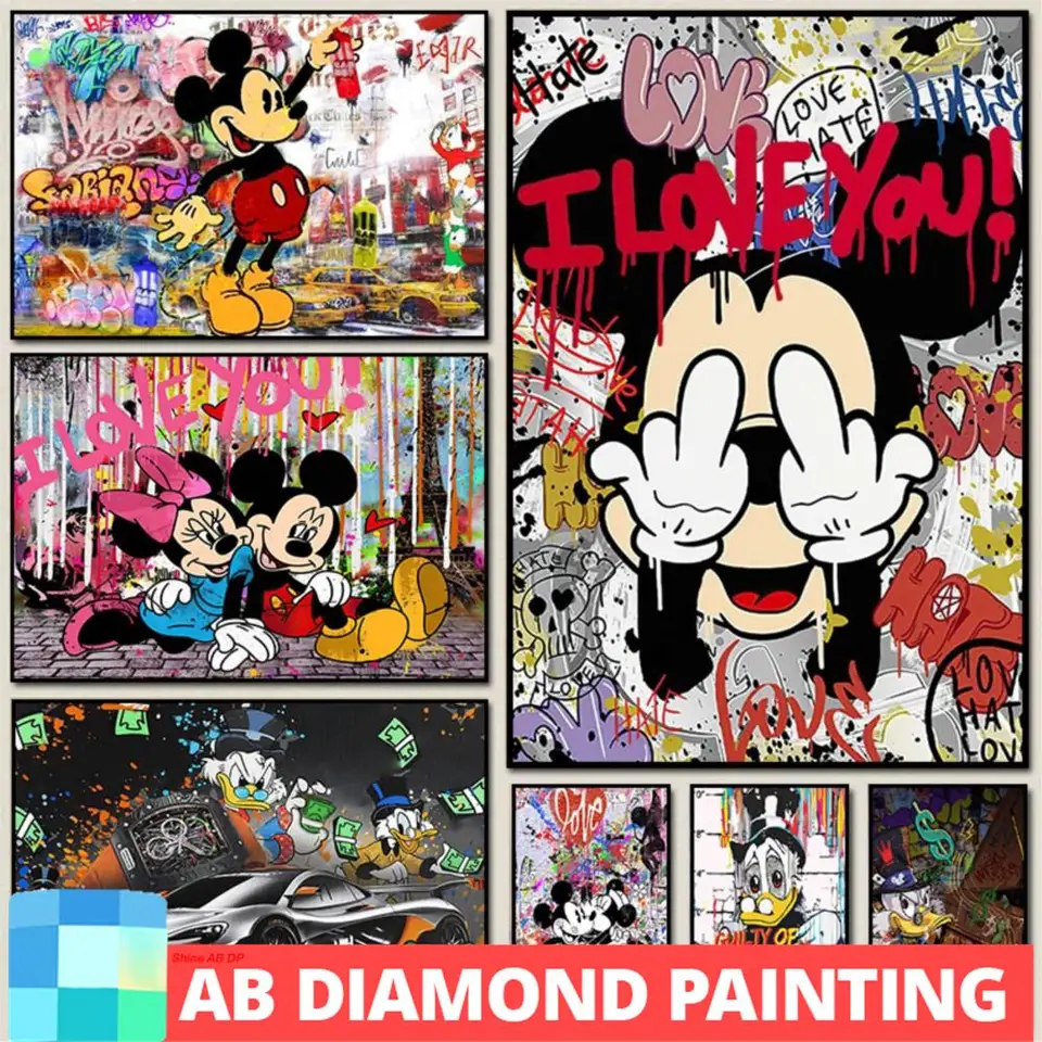 Disney Graffiti Mickey Mouse AB Northern Lights Diamond Painting Cartoon Mosaic výšivka 5D remeslá DIY remeslá Nový príchod domov