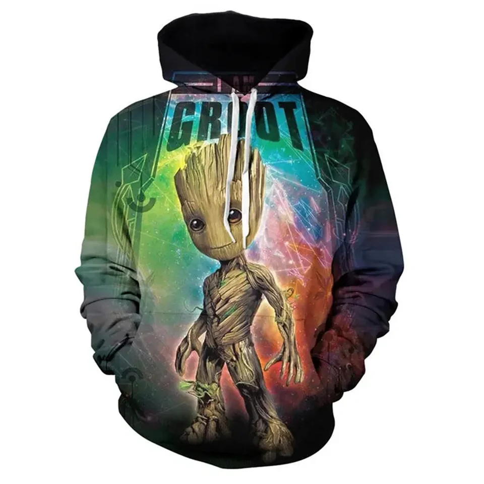 Disney Guardians of Galaxy Hoodies Cartoon Anime Groot Impopt 3D Homens Mulheres Moda Moletons Nadmerná kapucňa crianças