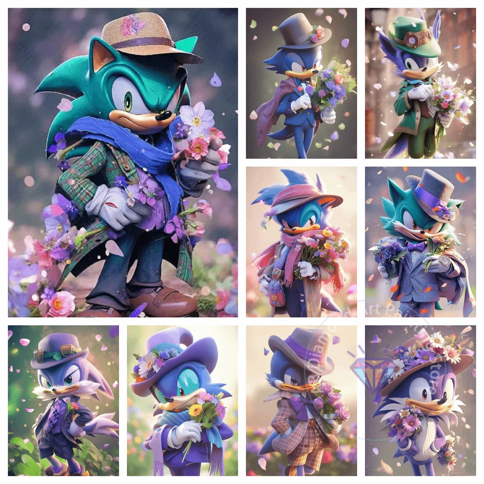 Disney Handsome Sonic AB Diamond Painting Kit Výšivka Farba olejomaľby ručne vyrábaná mozaika umelecký dekor darček pre deti