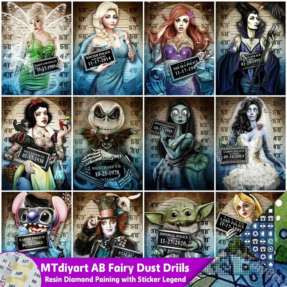 Disney Horror Princezná Lilo steh Diamond Painting Fairy Prach AB STrancer legenda Yoda výšivka Cartoon Cross Stitch Domovod