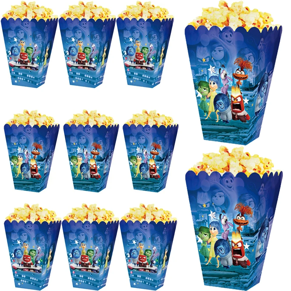 Disney Inside Out 2 Party Popcorn Boxes Detská sprcha Party Cookie Boxes for Kids Cartoon vo vnútri párty narodeninové pochúťky boxy