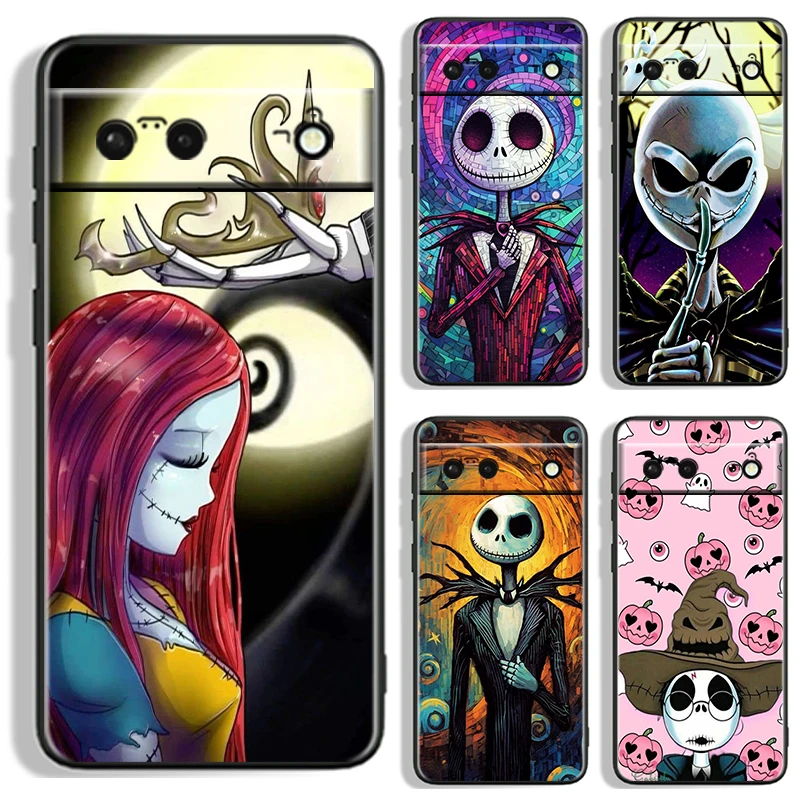 Disney Jack Skallington Anime pre Google Pixel 9 8 7a 7 6a 6 5a 5 4 4a XL 5G Čierny kremíkový nárazovýpremokový shell TPU Puzdro