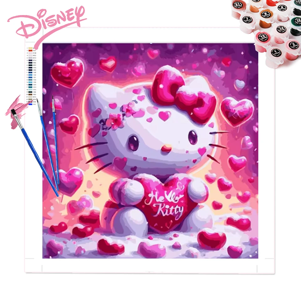Disney kreslenie podľa čísel Hello Kitty Sanrio maľba podľa čísla karikatúra ručne maľované srdce jedinečný darček nula domáca dekorácia