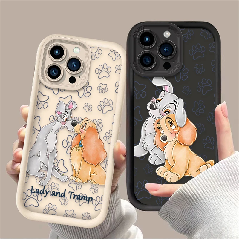 Disney Lady a puzdro na telefón Tramp pre iPhone 16 15 14 13 12 11 Pro Max xs Max xr xs 7 8 plus nárazový mäkký silikónový kryt