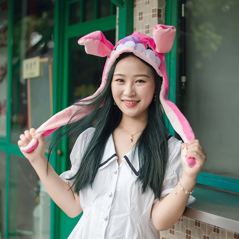 Disney Lilo & Stitch Kawaii Doll Hray Stitch Cosplay klobúk Ženy pohybujúci sa klobúk Králik uší airbag čiapka Krásny karikatúra Dievčatá darček