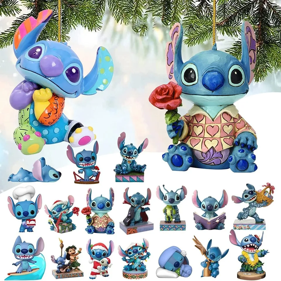 Disney Lilo & Stitch Vianočný stromček prívesok karikatúra Kawaii Stitch akrylové ozdoby večierky Detské hračky Detské darčeky