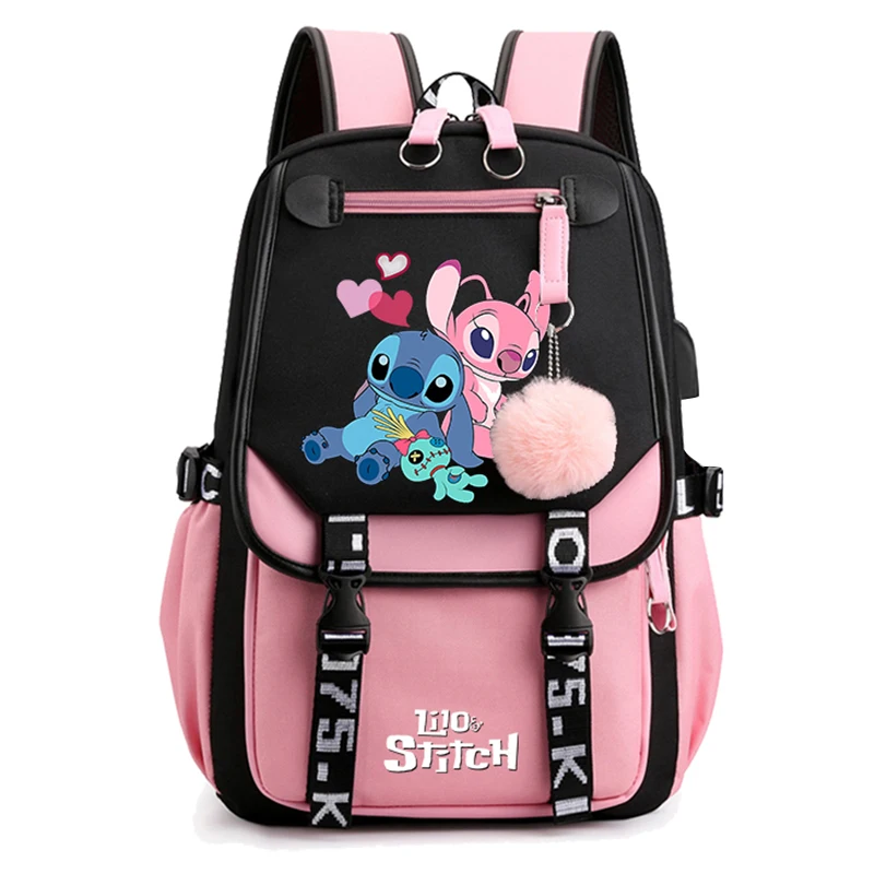 Disney Lilo Stitch Batoh Cartoon Tlačená knihalka pre študenta Teenager Boy Girl Girl Bagpack LoPtop Travel Bag Schoolbag Rucksnack