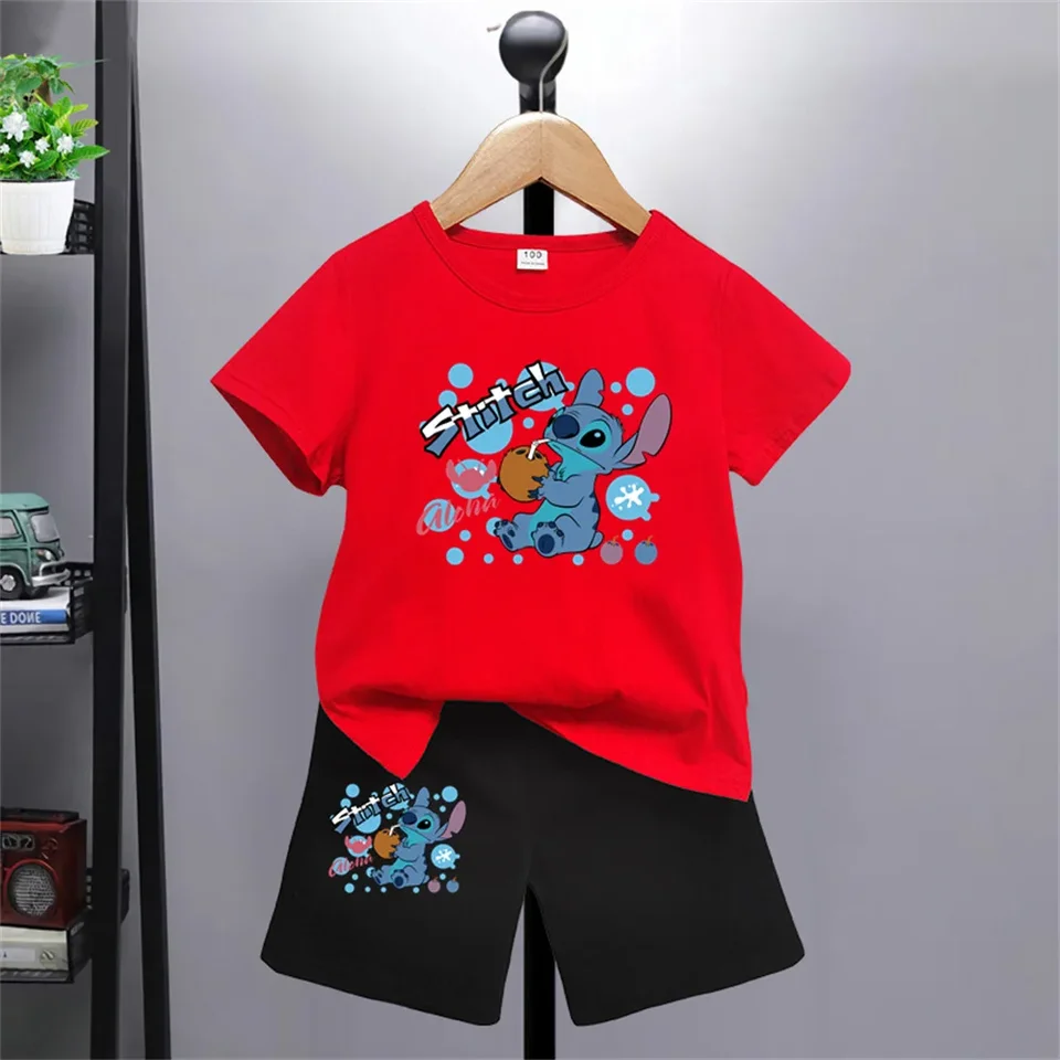 Disney Lilo Stitch Kids Detské tričká nohavice Kawaii Tričko anime karikatúry Kids Detský odev 2-dielne detské dievčatá chlapci móda y2k
