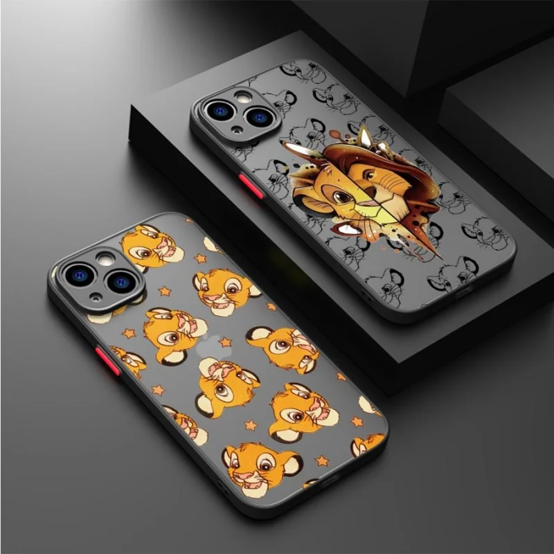 Disney Lion King Simba telefónny puzdro pre iPhone 16 15 14 13 12 11 Pro Max xr xs max 7 8 plus telefónne puzdro Transparentné čierne obal