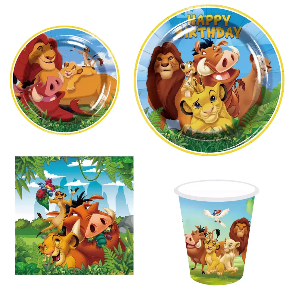 Disney Lion King Simba Téma dekorácie Party Cup Plate Banner Obrusový pozadie pre deti chlapcov