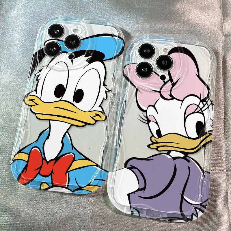 Disney Lovely Daisy Donald Duck Pár 3D Wave Telefón puzdro pre Samsung Galaxy S25 S24 S23 S21 S20 Fe Plus Ultra 5G Soft Silikone