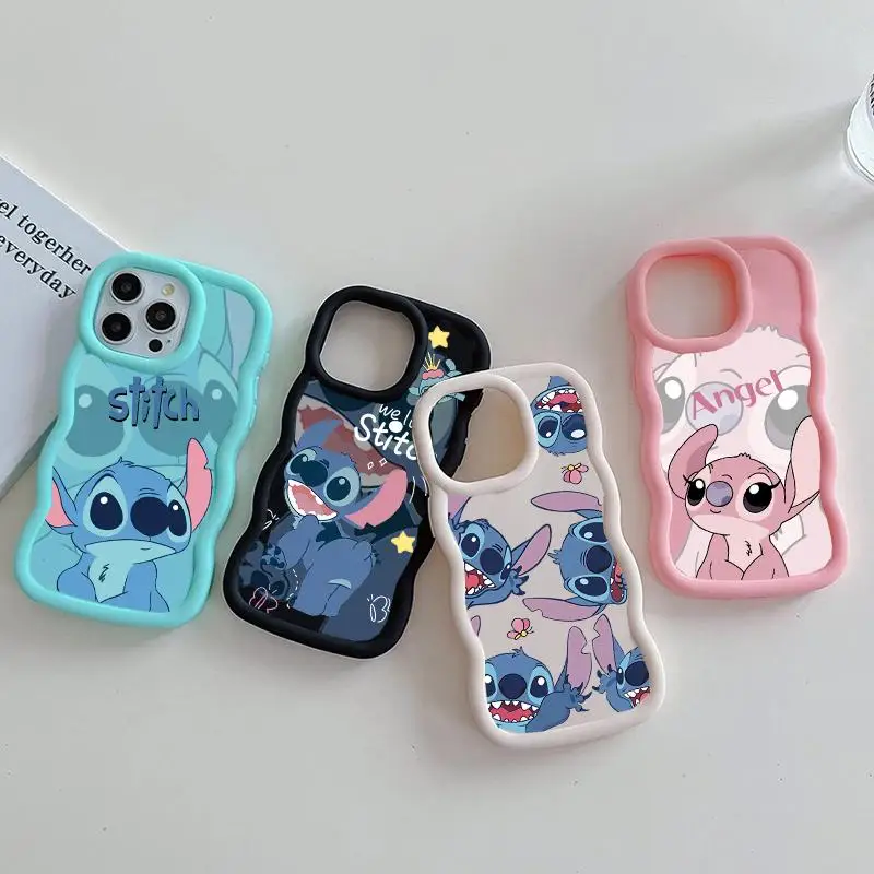 Disney Lovely Stitch pár zvlnených okrajov pre Xiaomi 14t Pro Poco x6 x5 x3 Pro Cover Silikone Funda