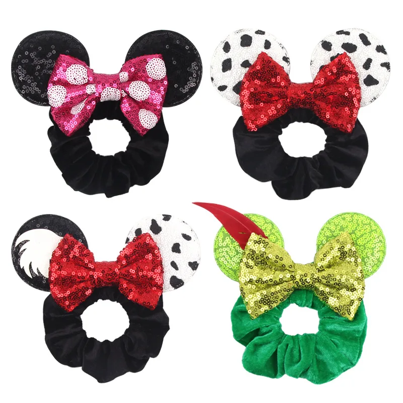 Disney Magic Full House Mickey vianočná vlasová slučka Zhruba zamatové ošípané črevné črevo Elastic Gold Velvet čelenka