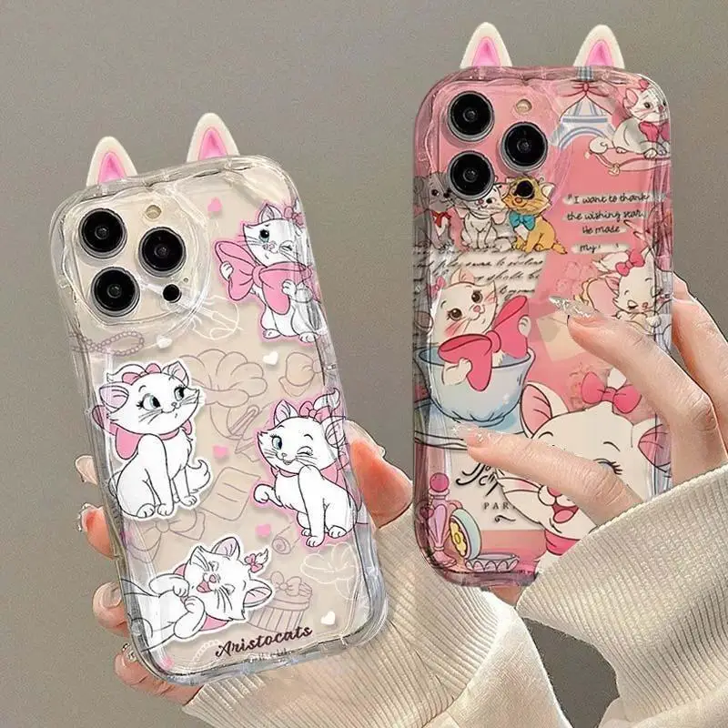 Disney Marie Cat 3d Ears Puzdro pre Huawei Honor 90 Lite 20 50 SE Nova 5T 11 7 9 10 P30 P40 Mate 30 40 Pro Soft Wavy Cover