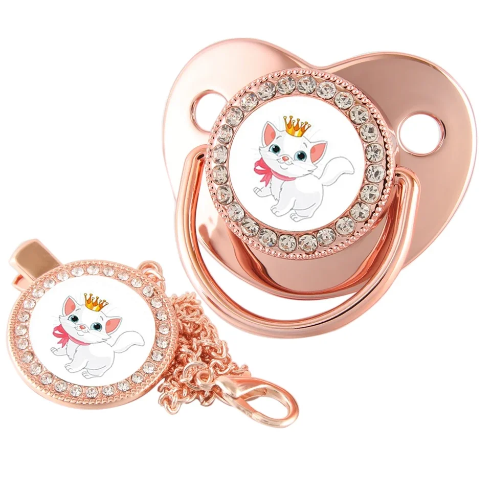 Disney Marie Cat cumlík s reťazovým klipom BPA Free Bling Dummy Soother Chupeta 0-18 mesiac