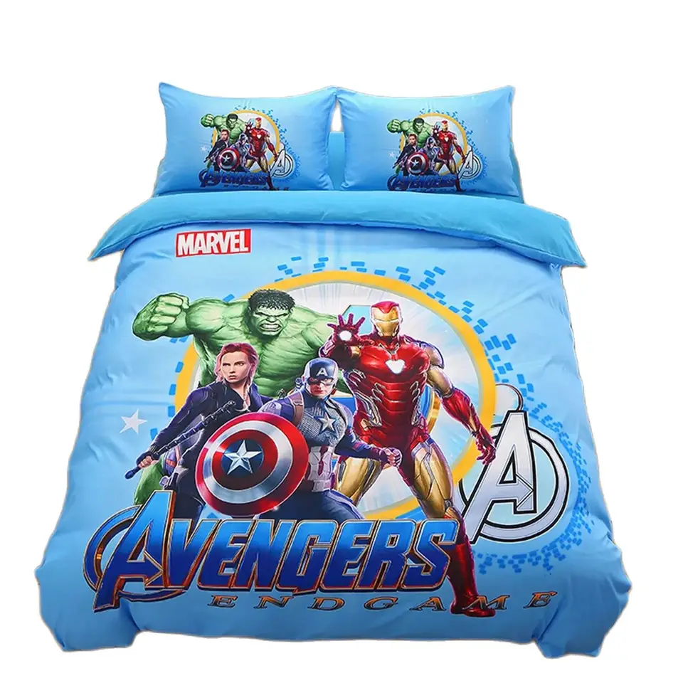 Disney Marvel Avengers Heros Boy's Single Cover Cover, 3D Captain America a Thor vytlačené podstielky so zipsom uzavretím