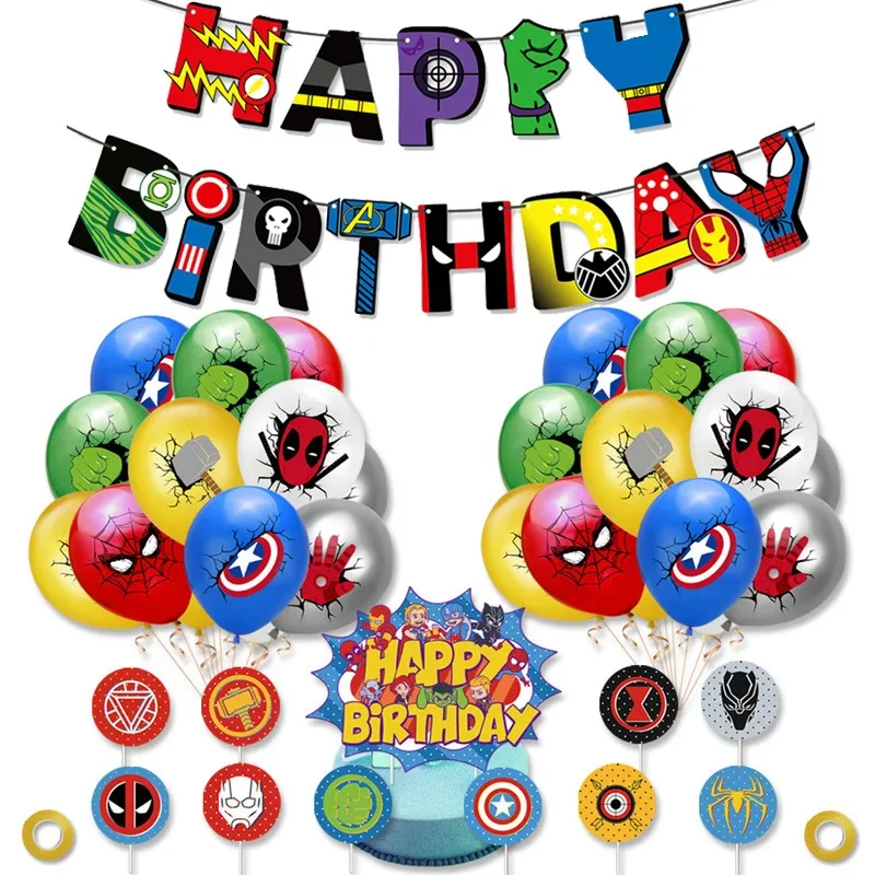 Disney Marvel Spiderman Hulk Confetti latex Balóny Decorácie Šťastné narodeniny Bannery Party dekora