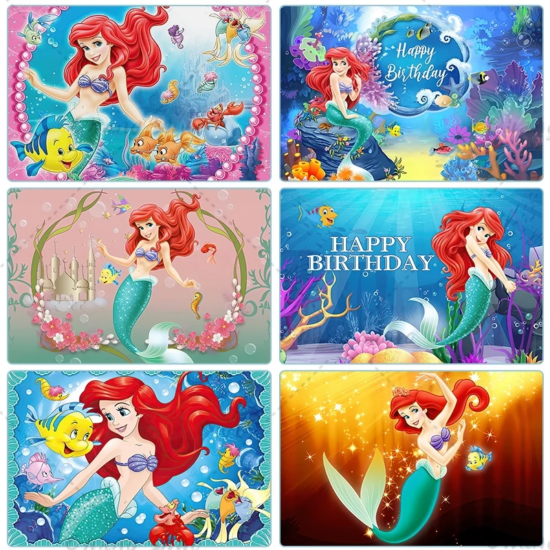 Disney Mermaid Ariel Princess Princess pre dievčatká prvé narodeniny Decor Doplnky bábätká Photography Pozadie