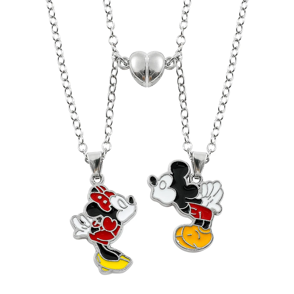 Disney Mickey Minnie krk reťazec karikatúra srdiečko Magnet adsorpčný kaskálny náhrdelník pre kamarátov pár šperkov darčeky