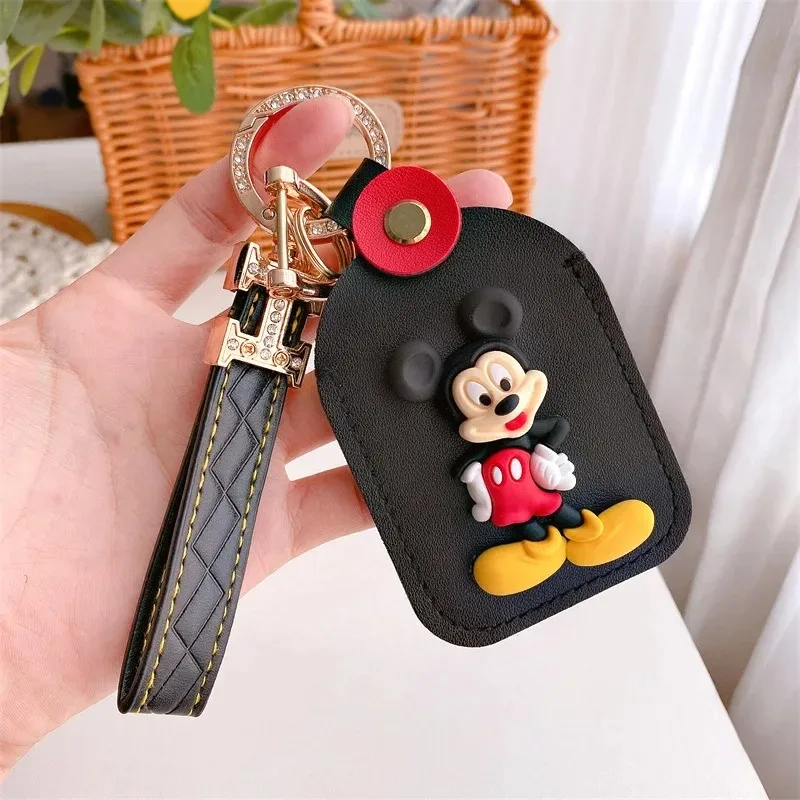 Disney Mickey Minnie Leather Keychain Roztomilý plyšový reťazec kľúča karikatúra držiteľ Keychain Keychain Deti hračky módne ženy Key Chian