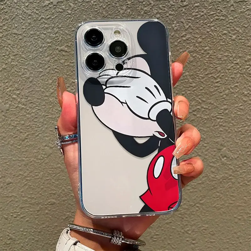 Disney Mickey Minnie Mouse Close the Eyes Telefón pre iPhone 15 14 13 11 12 Pro Max xr xs 7 8 plus y2k číry darčekový silikón