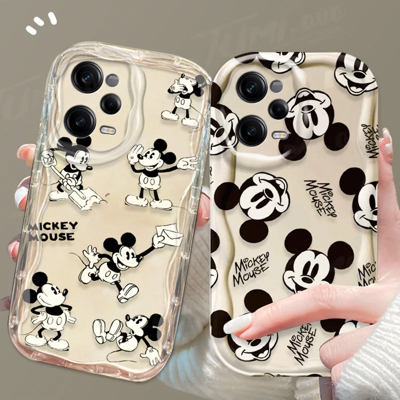 Disney Mickey Mouse 3D Wave Case pre Xiaomi Redmi Poznámka 13 12 Pro Plus Turbo Speed ​​12S 11S 10S 10S 9S 7 8 9 Pro Max Clear Cover