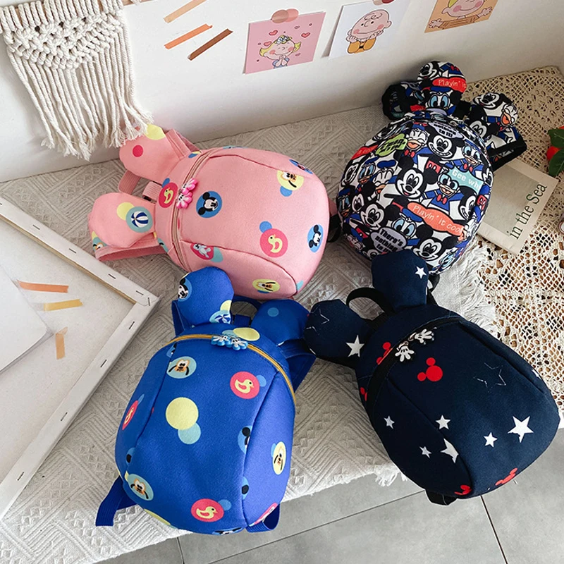 Disney Mickey Mouse Backpack Detská taška roztomilá karikatúra Girls Boys batoh nylon zips batohový batohový tajomník narodeniny darček