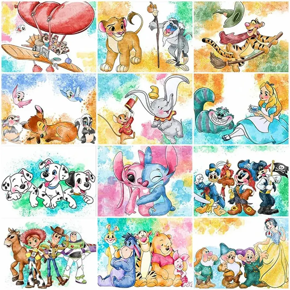 Disney Mickey Mouse Diamond Mosaic Lilo Stitch 5D Diamond Painting Cheshire Cat Full Round Round Round Lion King Dumbo Domáca dekorácia