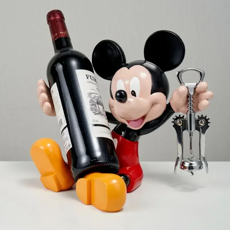 Disney Mickey Mouse Figures Moderná a módna karikatúra ozdoby Red Wine Rack Domáce obývacia izba vínny skrinka Darček