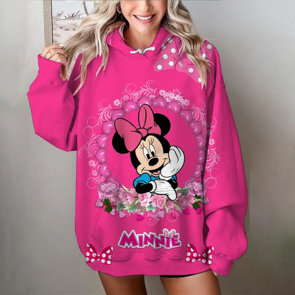 Disney Mickey Mouse Grafická tlačová kapucňa Žena módna mikina náhodou S-3XL s kapucňou jesenné nadrozmerné oblečenie