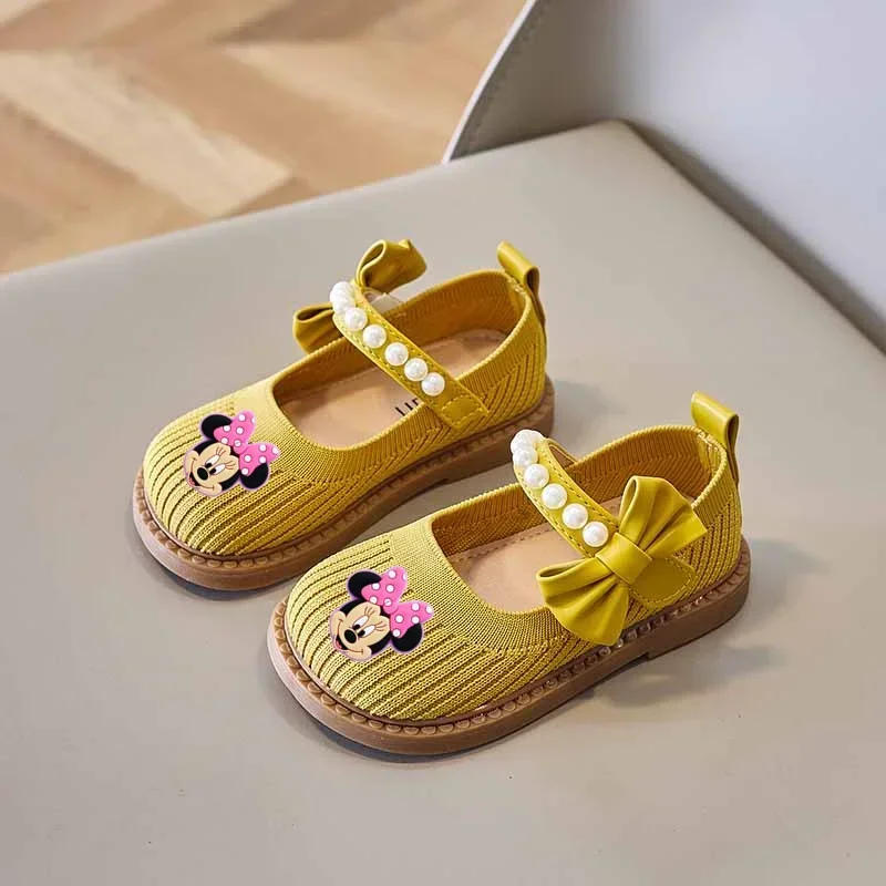 Disney Mickey Mouse Kids ležasné topánky Spring New Bow Girls Princess topánky Kids Soft Sandals Minnie Princess Performance topánky